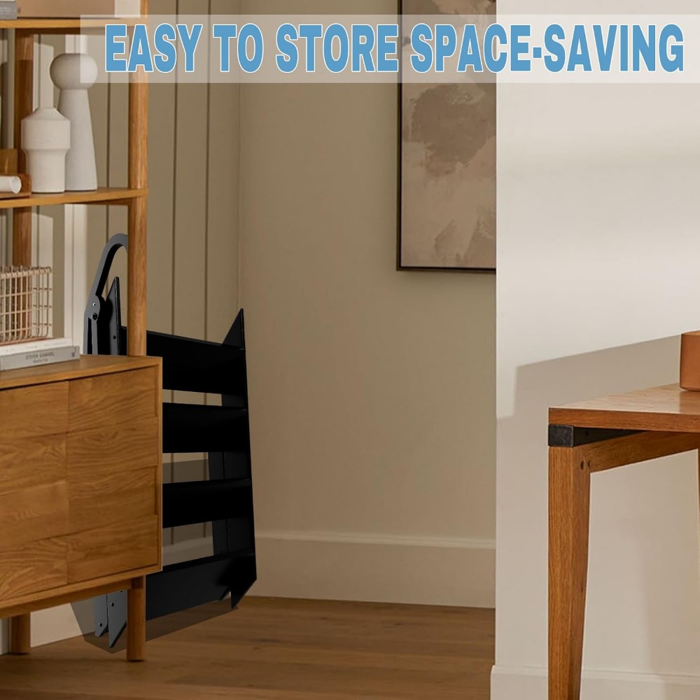 Step Ladder, Foldable Step Stool, 4 Step Folding RV Steps with Handrail, Camper Steps Outdoor, for Reaching High, Travel Trailer