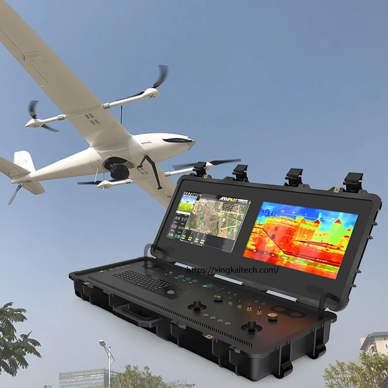 VTOL Long Distance Radio Remote Control System Manufacturer Dual Screen RC Video Ground Control Station Video Link for FPV Drone