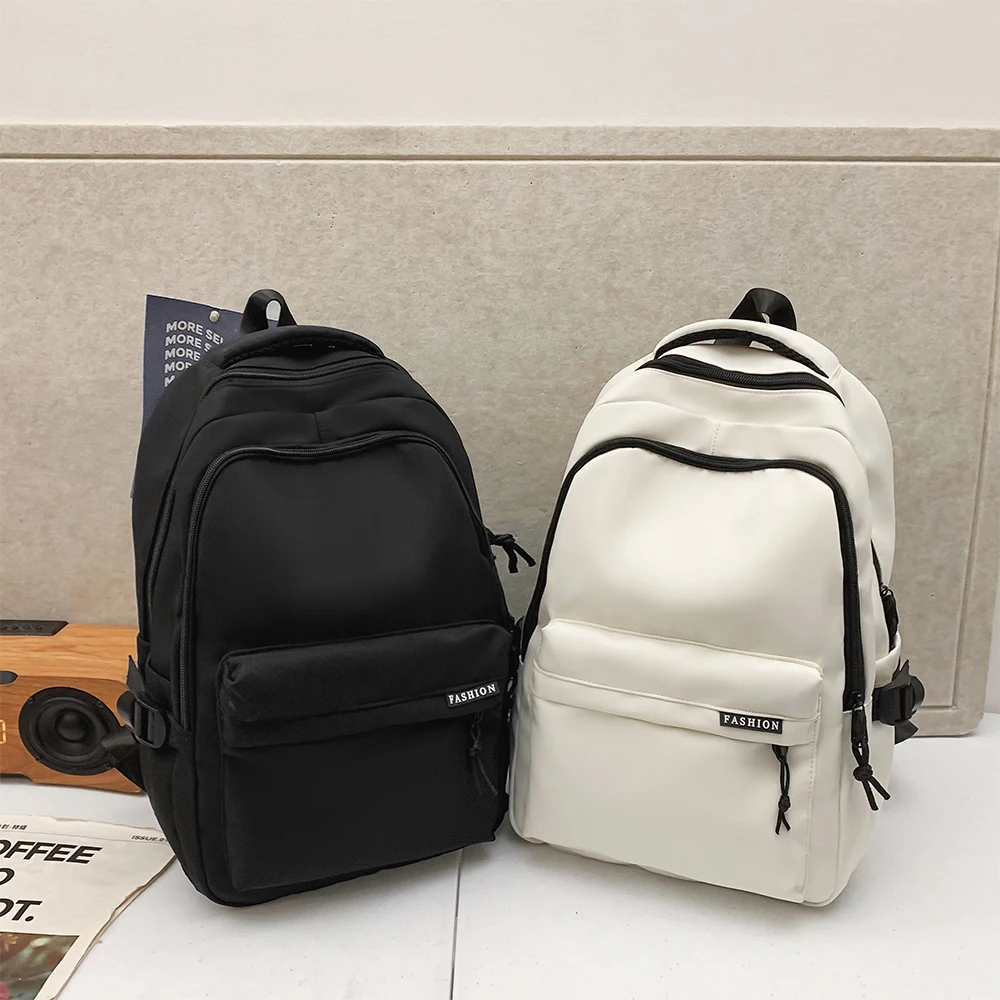 Zaino in tinta unita di grande capacità per studenti delle scuole superiori Zaino da viaggio nero semplice e durevole per adolescenti delle scuole medie