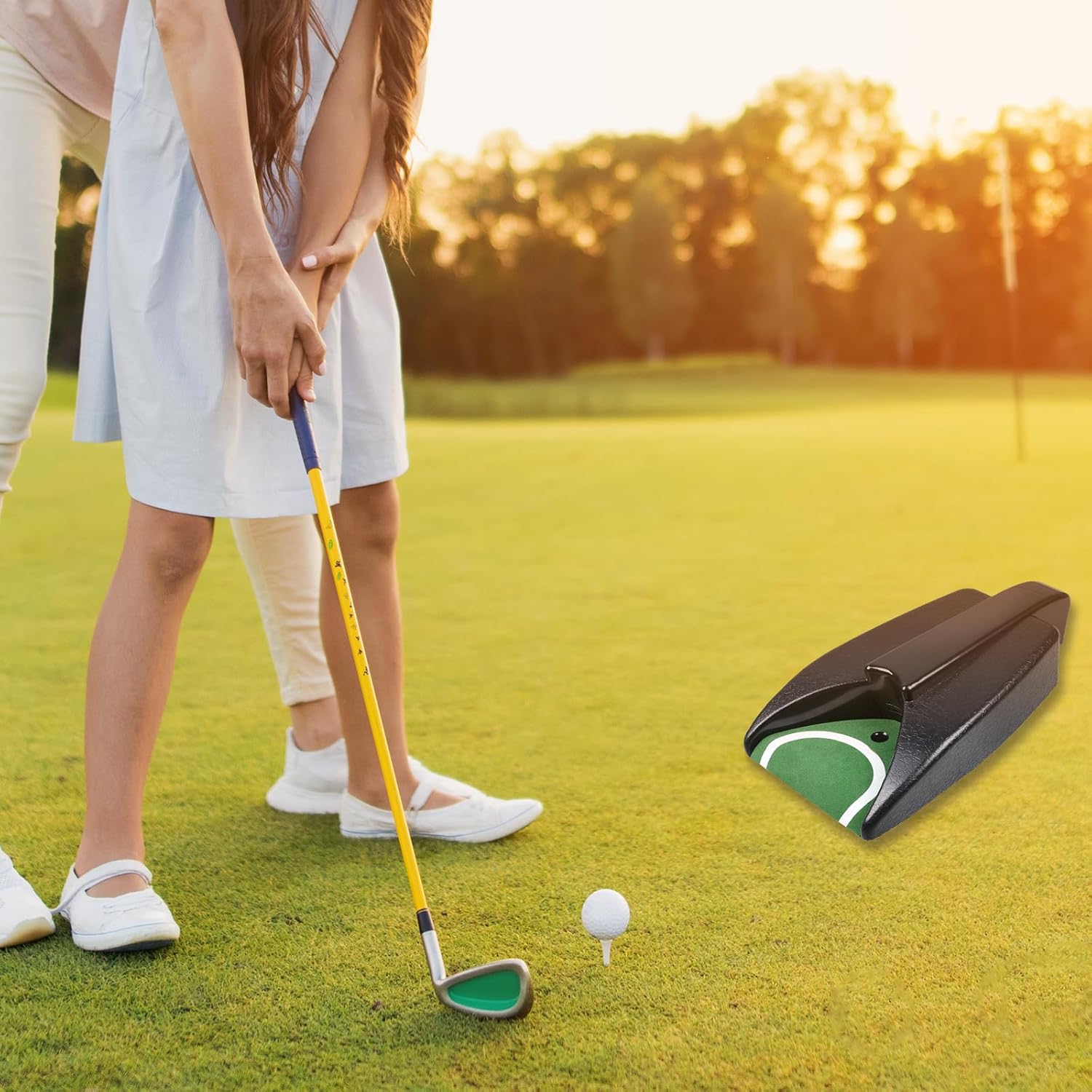 Golf Ball Return Putting Unit, Automatic Return Machine, Indoor Golf Putting Hole, Battery-Powered Practicing, Suitable for Prac