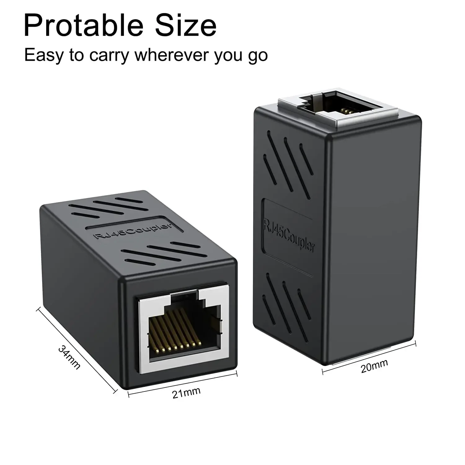 2Pcs RJ45 Stecker Koppler Ethernet Kabel LAN Inline Cat7/Cat6/Cat5e Ethernet Kabel Extender Adapter Weibliche koppler Schwarz