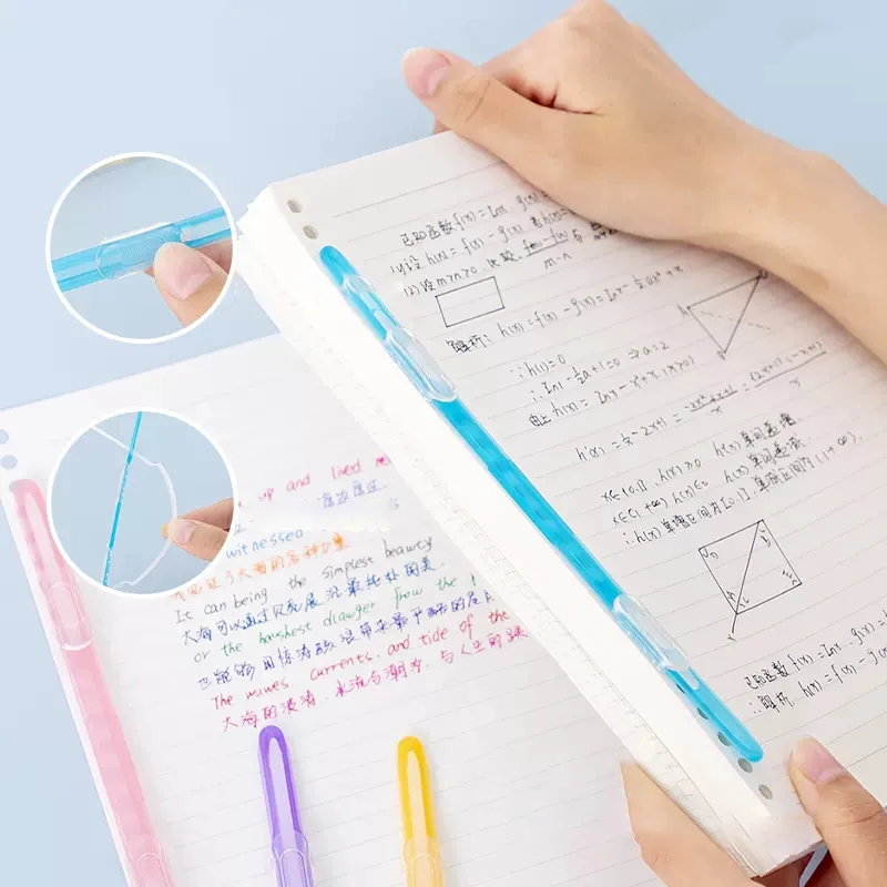 10PCS 2 Hole Binding Clips Strip Kawaii A4 Paper File Folder Clips DIY Loose Leaf Fasteners for Album Planner Notebook Office