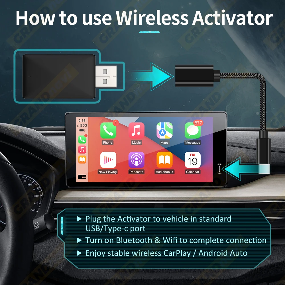 NEW Wireless CarPlay Android Auto Adapter USB Dongle Smart Mini Box Plug And Play Universal For VW Toyota Nissan Honda Ford Benz