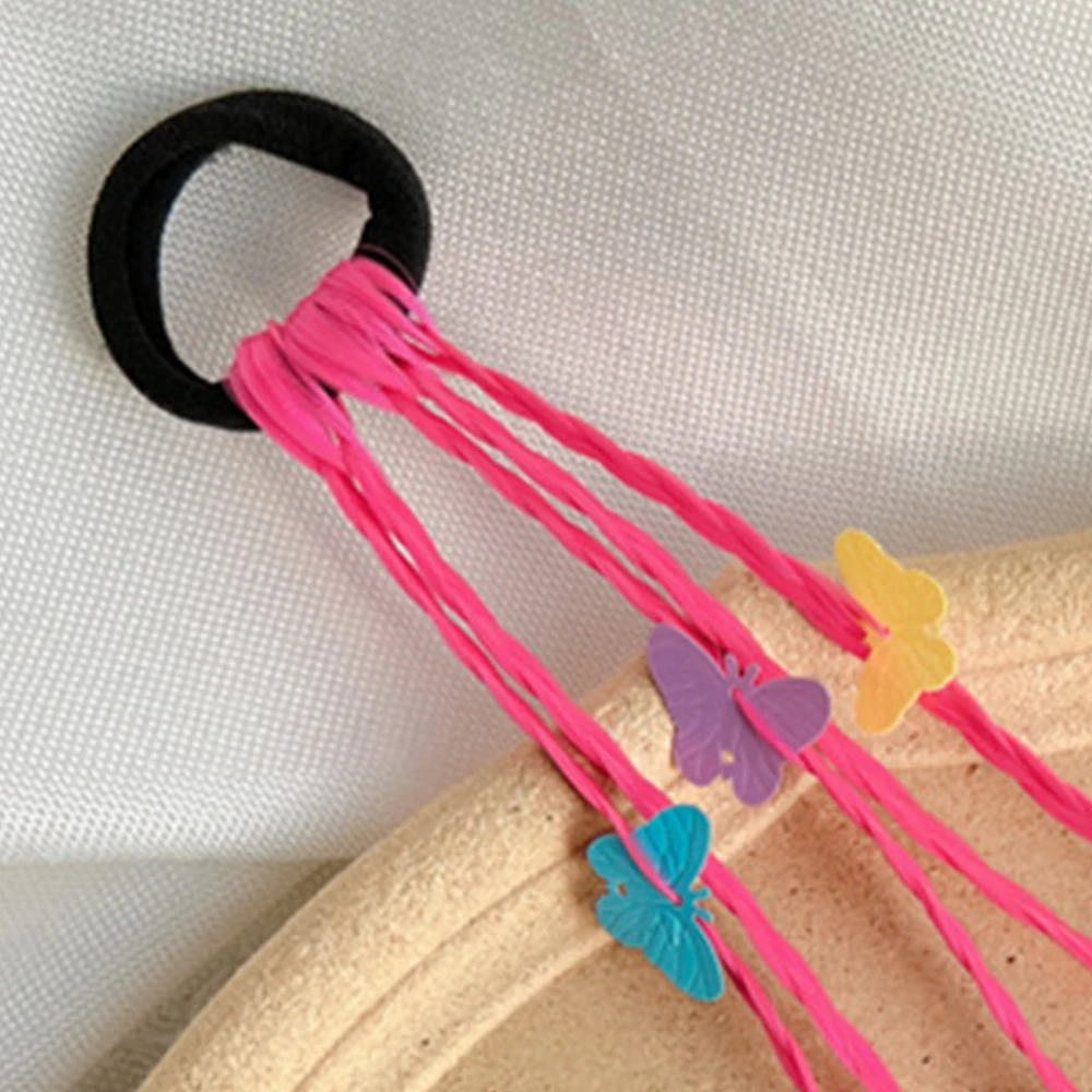 Estensioni dei capelli trecce colorate sintetiche per ragazze con elastici Posticci intrecciati arcobaleno Accessori per capelli coda di cavallo per ragazze