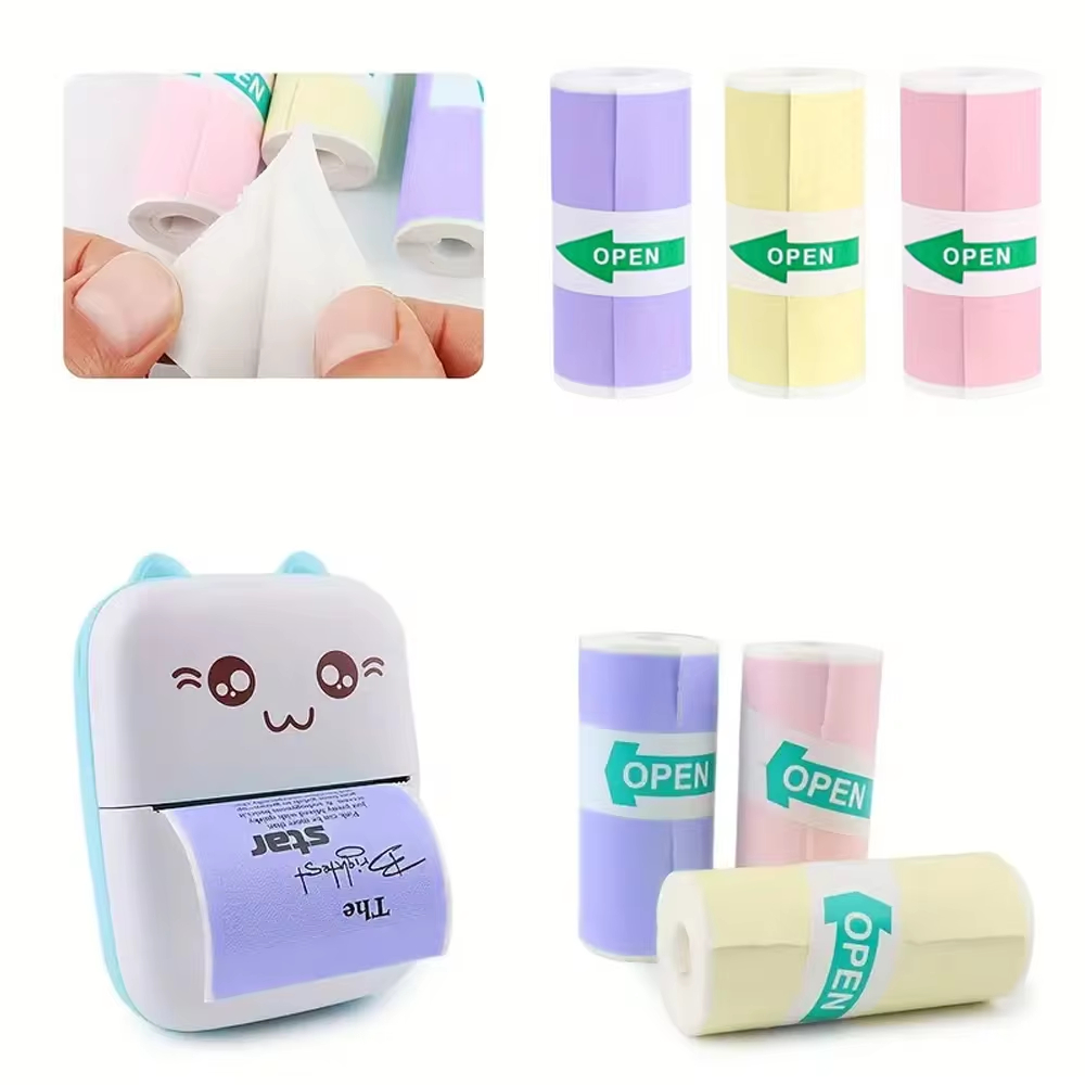 3 rolki papieru do mini drukarek, papier termiczny, naklejki do druku do kieszonkowych drukarek termicznych