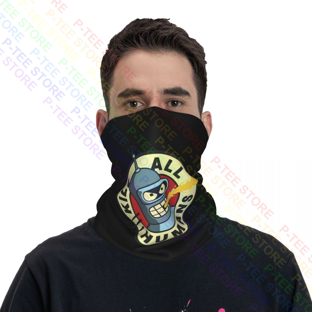 ฆ่ามนุษย์ Bender หุ่นยนต์เบียร์ภาพยนตร์โปสเตอร์ศิลปะ Uk คอ Gaiter ผ้าพันคอผ้าพันคอผ้าพันคอหน้ากากปิดหน้าง่าย