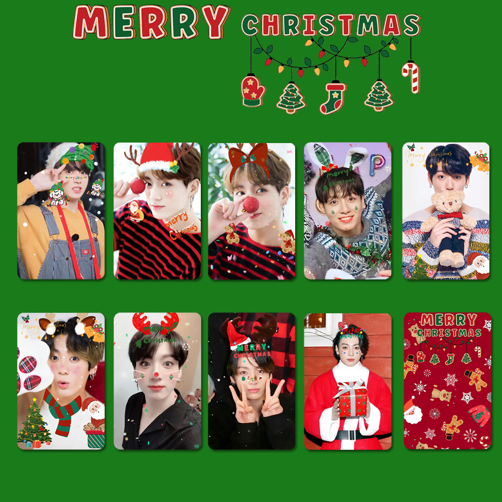 9 ピース/ロットメリークリスマス Kpop フォトカードホログラフィックレーザー写真プリント写真ポストカードファンのためのギフト Accessoires グッズ
