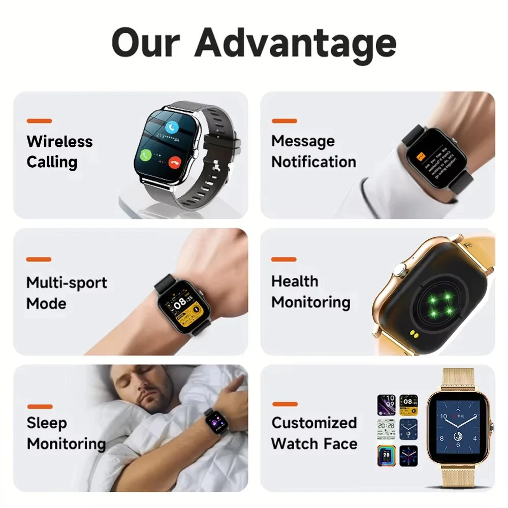 LAXASFIT 2025 ใหม่นาฬิกาสมาร์ทบลูทูธTalk Full Touch Screen Heart Rate Monitorกีฬาฟิตเนสสมาร์ทนาฬิกาผู้ชายผู้หญิงของขวัญ
