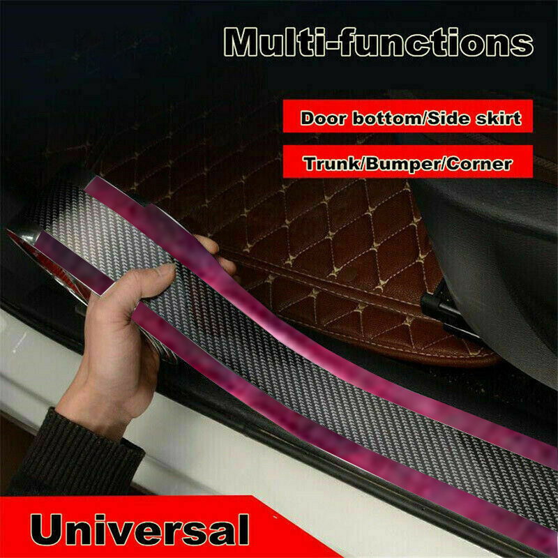 Car Door Sill Protector Rubber Strip, Adesivos de carro, Anti Scratch, Fibra De Carbono, Proteção Threshold, Bumper Film, Car Styling