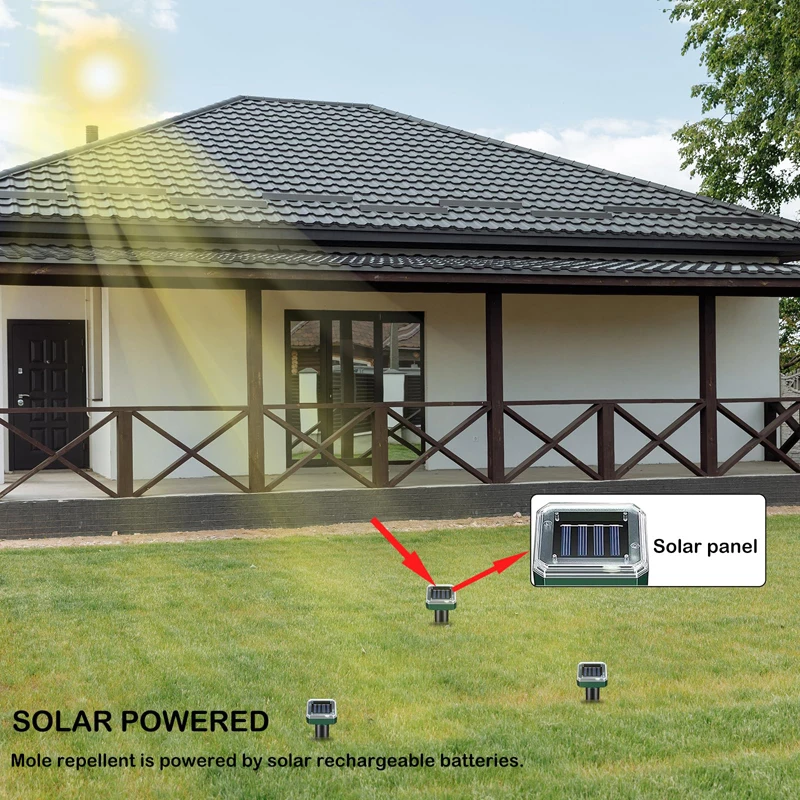 2 pz Solare Esterno Talpa Marmotta Repellente Pali Ad Ultrasuoni Gopher Repeller Talpa Deterrente Impermeabile Sonic Repellente Spikes
