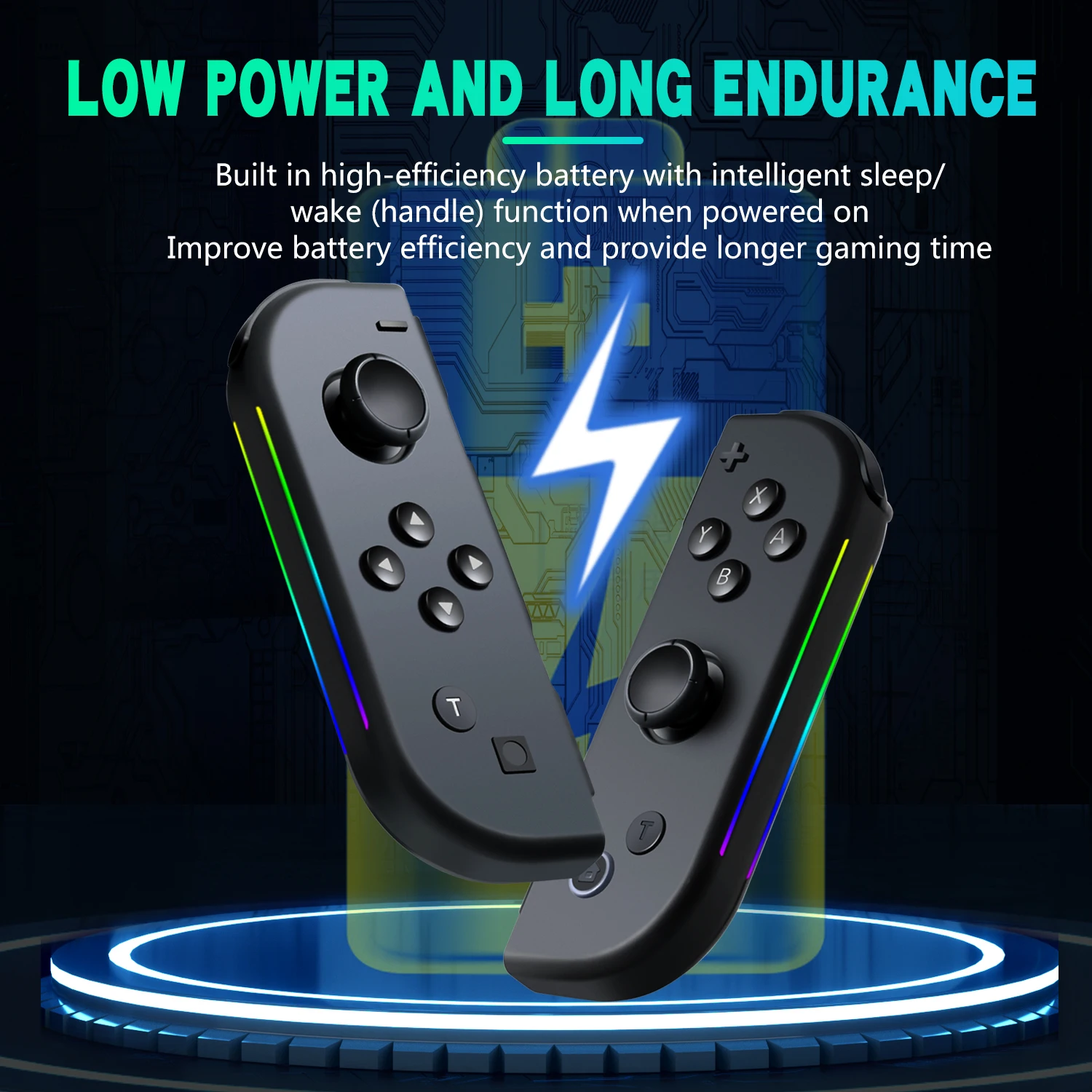 Wenden Sie das drahtlose Gamepad von switch joy con an, das mit einem sechsachsigen Body Sense ausgestattet ist, um RGB-Farblich ter links und rechts zu wecken