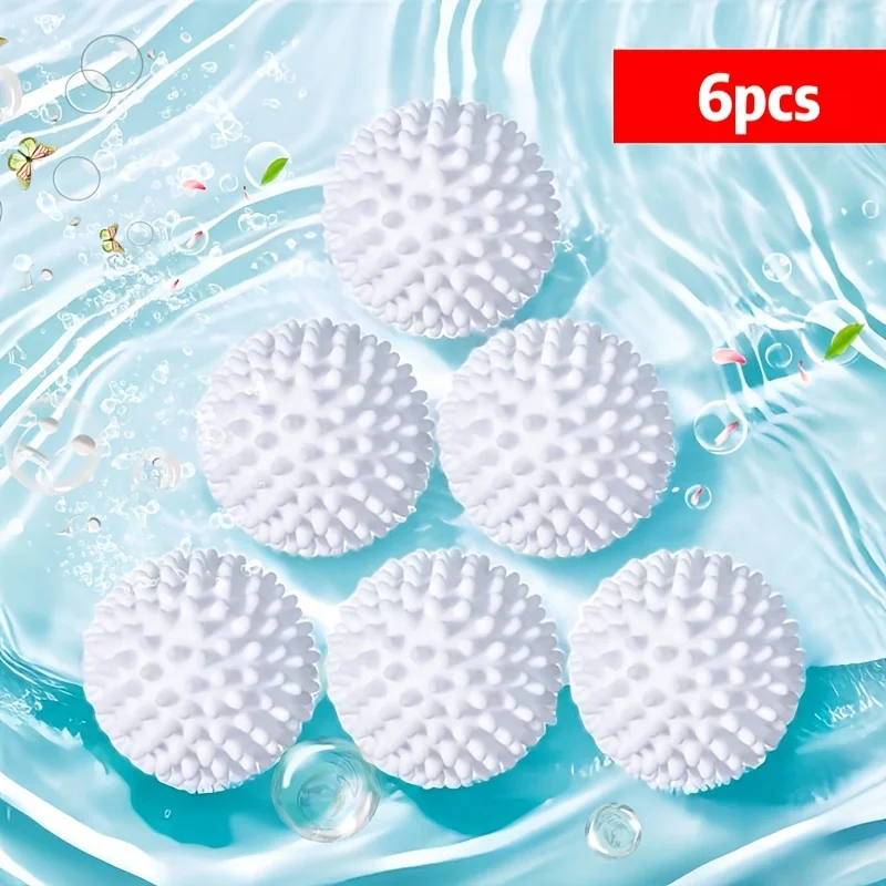 Bola de lavanderia de silicone de 6 peças, bola de lavanderia de tambor anti-sujeira, suprimentos de limpeza essenciais para lavanderia reutilizável