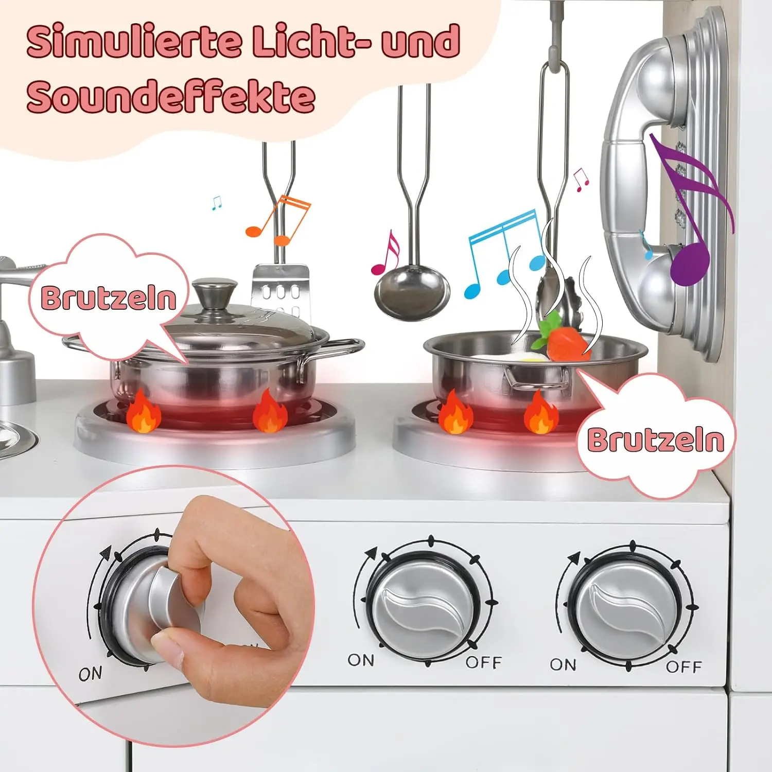 Cozinha de madeira crianças fingir jogar conjunto de cozinha brinquedos de cozinha com efeitos simulados de luz e som, caixas de tecido para crianças