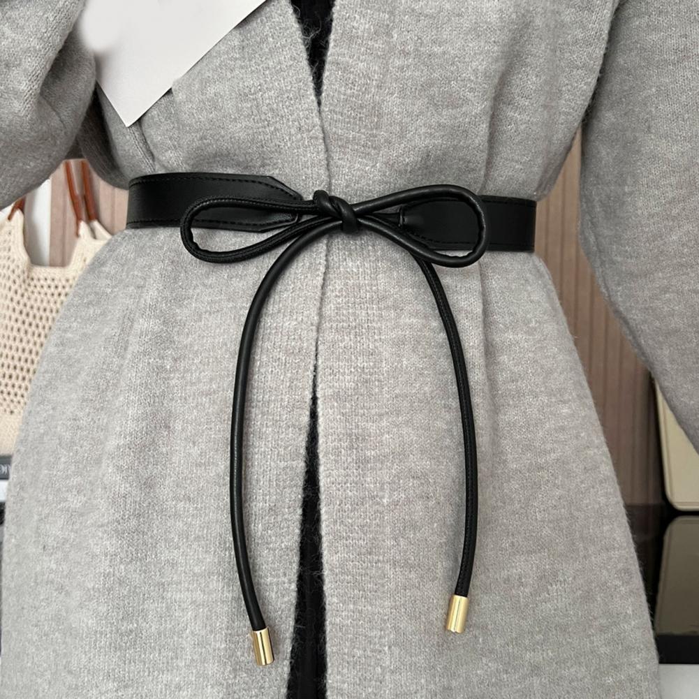 Cinturón de mujer resistente al desgaste, cinturón ajustable de piel sintética con cordones para mujer, suéter, vestido, abrigo estrecho para decoración