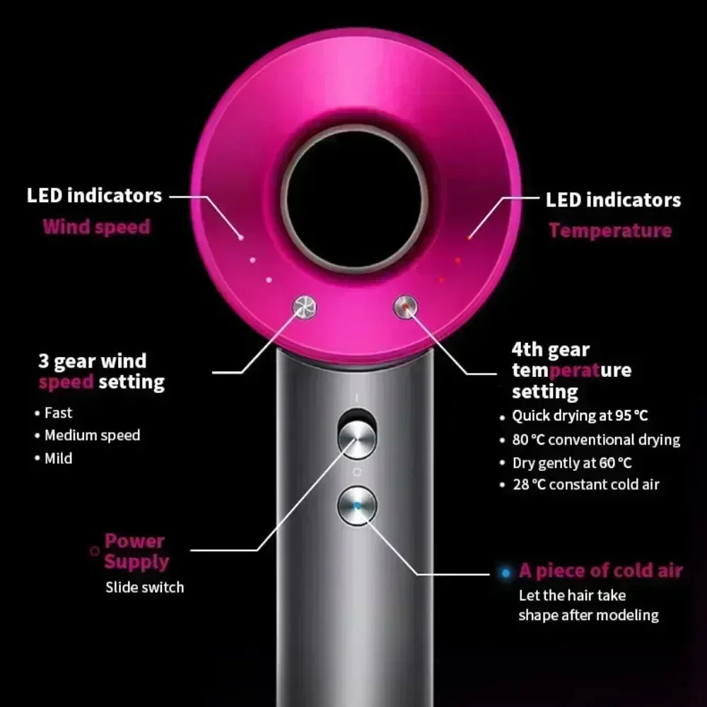 Secador de cabelo profissional 5 em 1, com funcionalidade de ar quente e frio – Ferramenta de estilo leve e termostática para cabelos lisos
