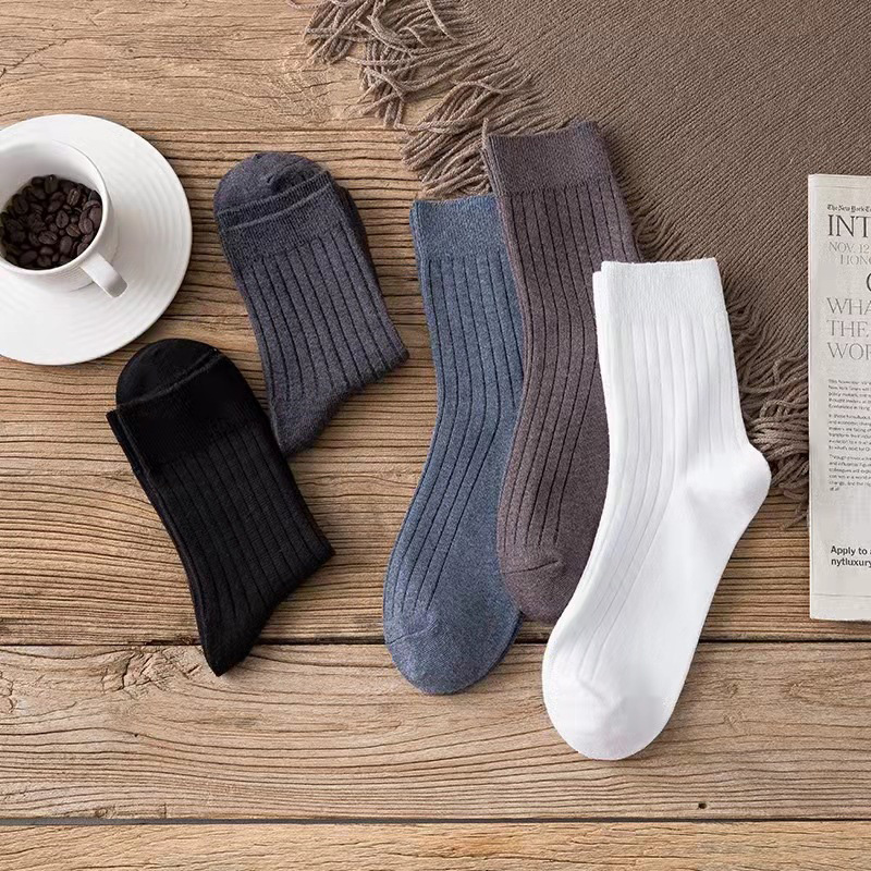 Ensemble de chaussettes d'affaires décontractées pour hommes, noir et blanc, solide, document, chaud, automne, hiver, 5, 10/20 paires