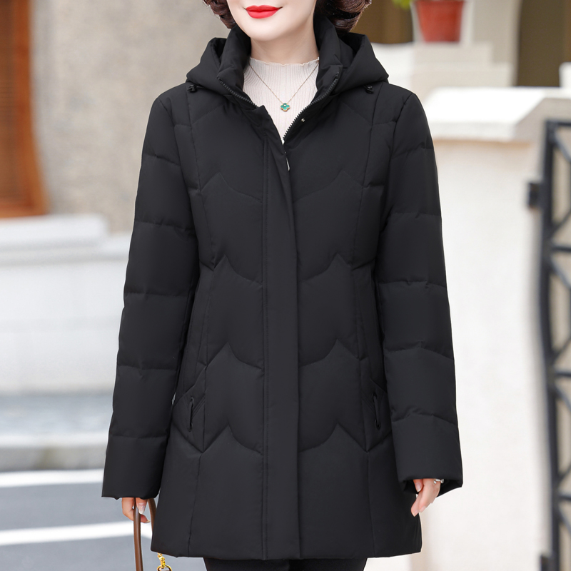 女性用の白いダックダウンジャケット,厚くて暖かいカジュアルコート,フード付きの冬のパーカー,高品質,90%