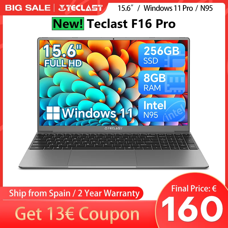 【NUOVO】TECLAST F16Pro 15,6 Pulgadas Laptop, 12GB+256GB / 16GB+ 512GB, per CPU Intel N95, 1920x1080, Teclado retroiluminado, Mini-HDMI