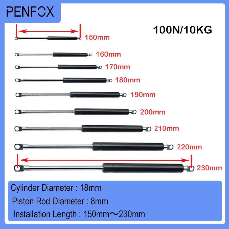 1PC 150-230mm 10kg/100N Car hydraulic Lift Support Gas Strut Hydraulic Spring Hinge Kitchen Cupboard Hinge Furniture Hardware