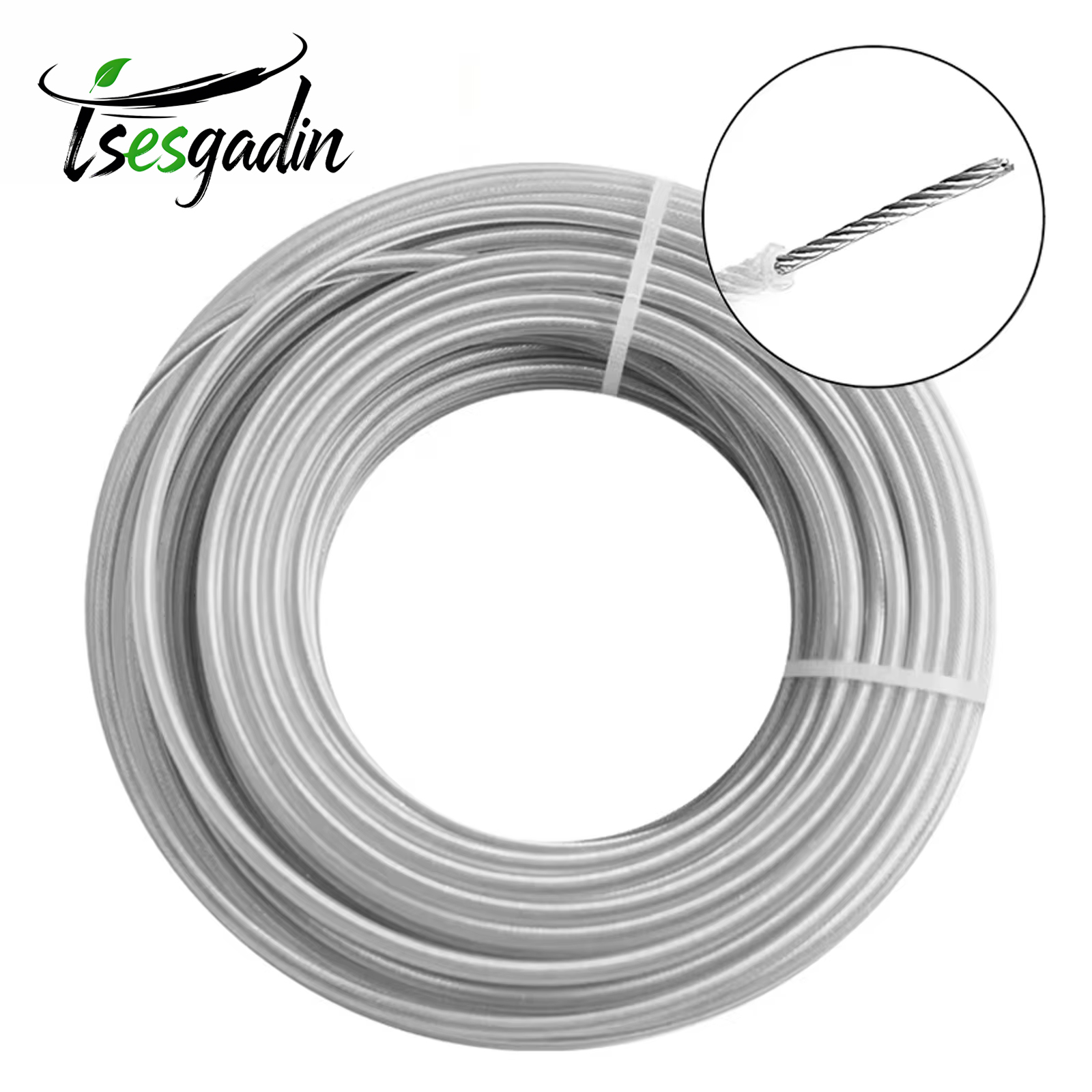 TSES 5 м ~ 15 м Стальная леска для триммера Стальная леска для поедания сорняков Сверхмощная проволочная леска для триммера Металлическая стальная леска для триммера