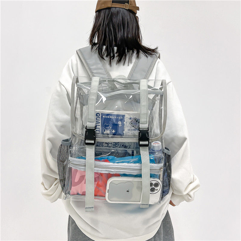 Verão versão coreana simples pvc flip transparente campus mochila moda na moda meninos e meninas mochila à prova dwaterproof água