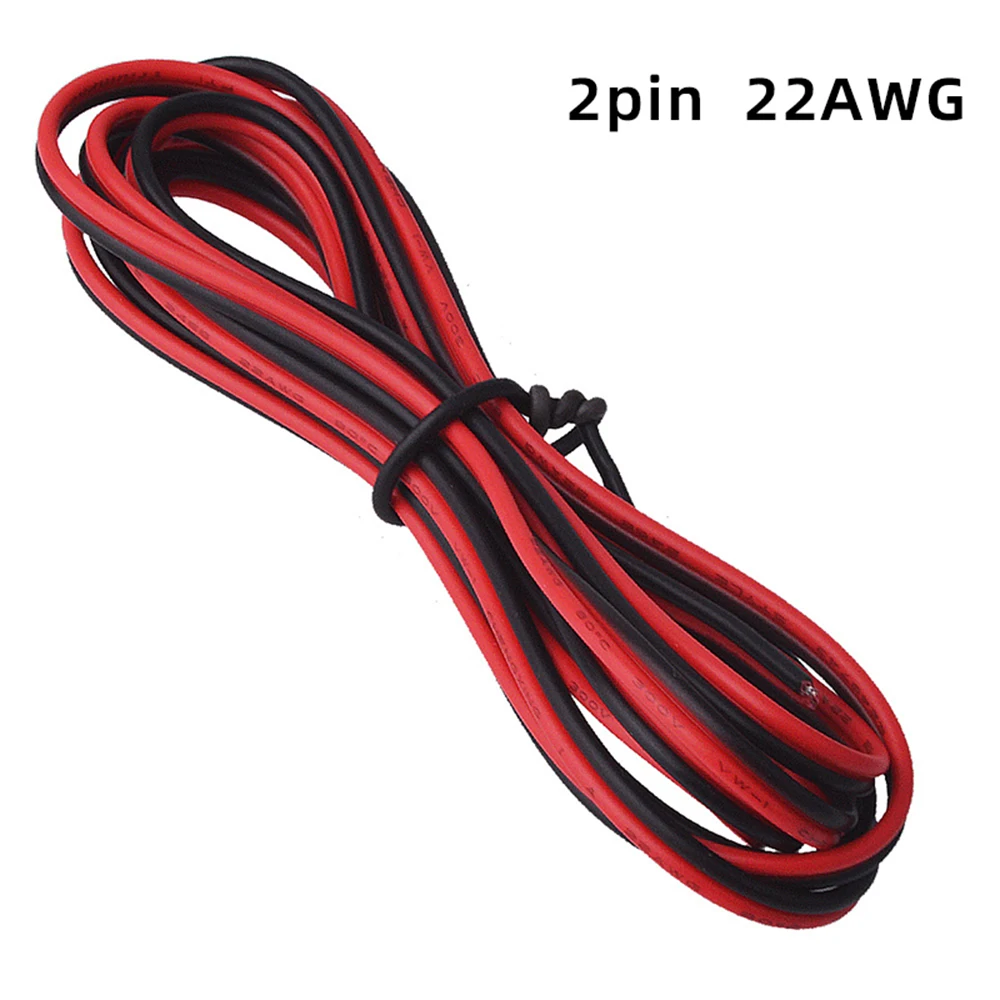 20 Meter 2PIN elektrischer Draht verzinntes Kupfer PVC isoliertes rotes schwarzes Kabel für einfarbige LED-Streifenlicht-Verlängerungsdraht 22AWG