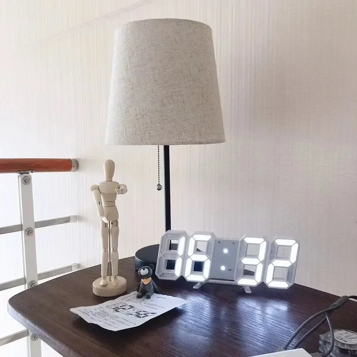 Reloj Digital LED 3D, decoración de pared, modo nocturno brillante, decoración para dormitorio, reloj electrónico ajustable, decoración de habitación, estética