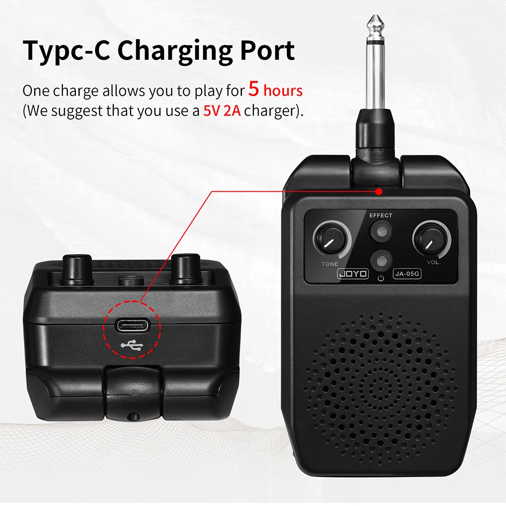 JOYO JA-05G Portable Guitar Plug Amplifier Built-in 4 Effects Plug and Play Mini Amp Speaker for Electric Guitar Practice