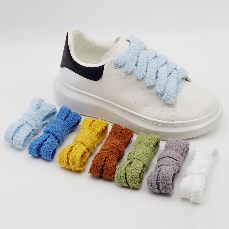 Lacci di corda di peluche più larghi da 1,5 cm di qualità per scarpe Lacci soffici Scarpe da ginnastica casual Lacci piatti 100/120/140/160CM Accessori per scarpe