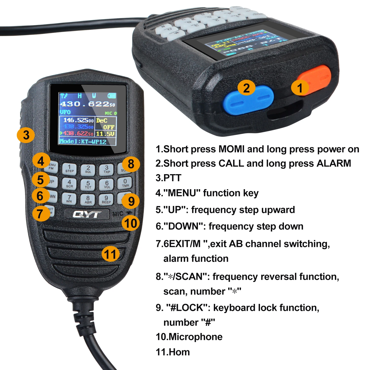 The Smallest Mobile Radio QYT KT-WP12 Mini Compact 25W 200Ch Mobile VHF/UHF Dual Band Amateur Ham Radio