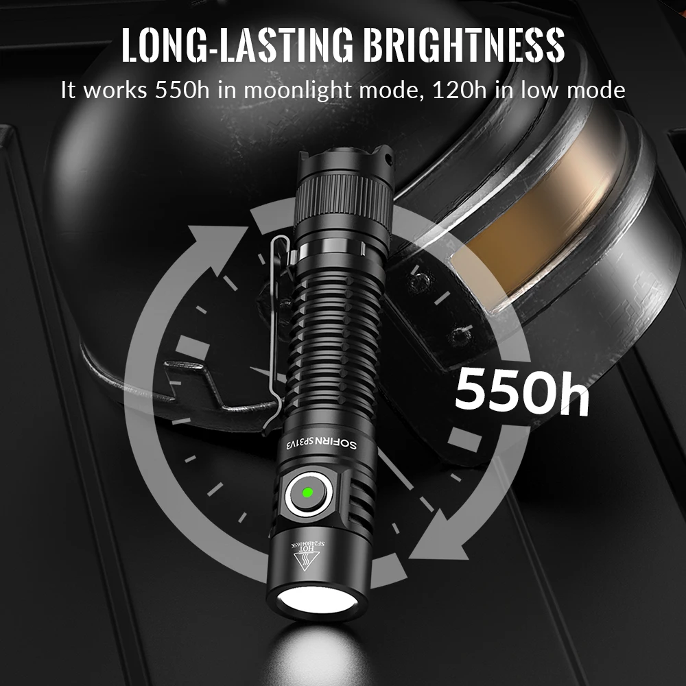 New Sofirn SP31 V3.0 Tactical LED Flashlight with Dual Switch USB C 18650 Rechargeable Power Indicator 6000K 5000K Torch