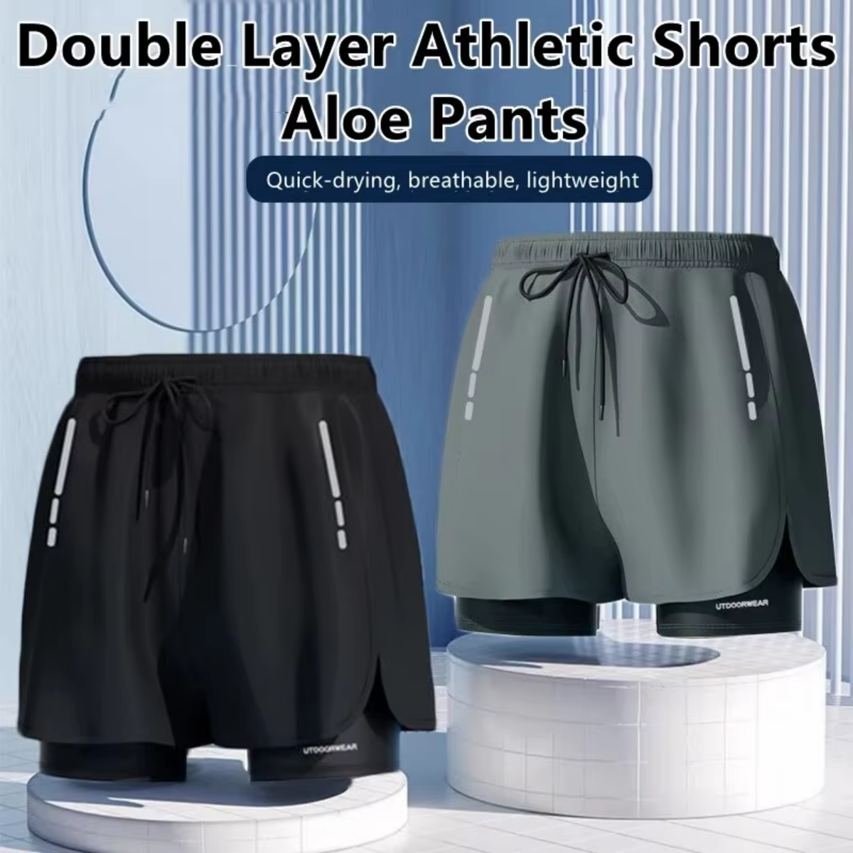 Pantalones de Aloe para hombre, pantalones cortos deportivos, bañadores de dos capas: de secado rápido, elegantes y cómodos para playa, piscina y aguas termales