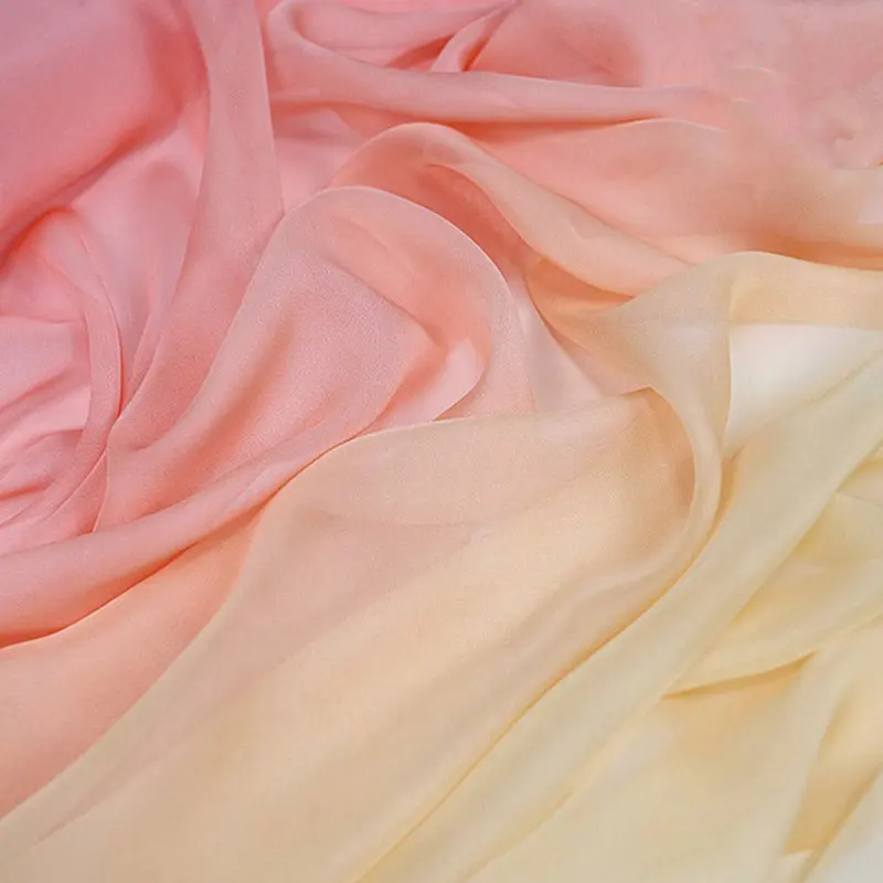 1 m mehrfarbiger Chiffon-Stoff mit Farbverlauf, schattierter Farbe, Tüll, handgefertigt, DIY-Fensterabschirmung, Kleid, Bühnenarrangement, Nähmaterial