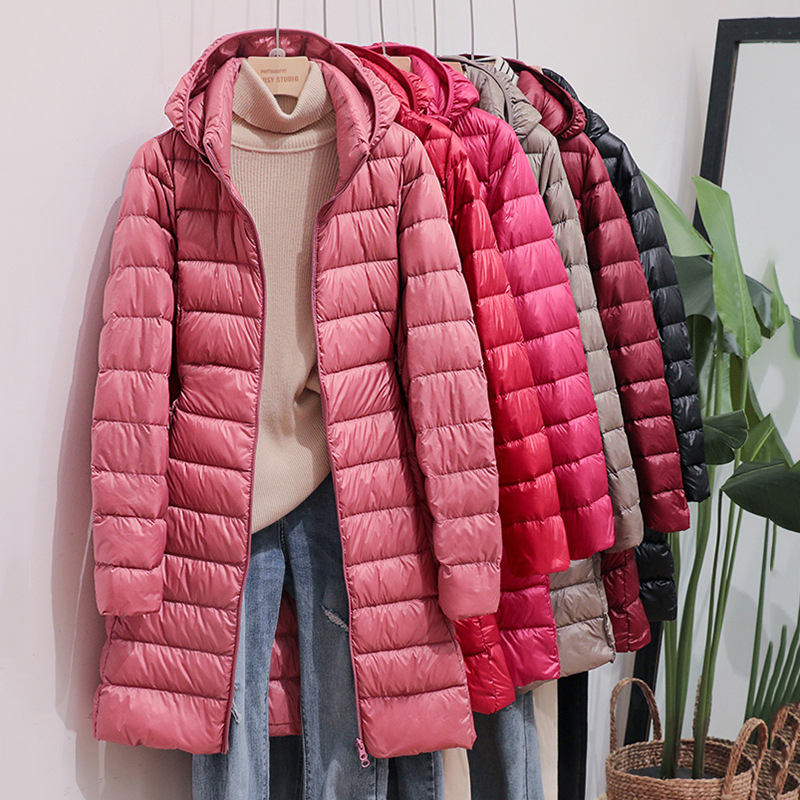 NEUE SOSOO Winter Damen Daunenjacken Lange Ultraleichte Dünne Lässige Mantel Pufferjacke Schlank Entfernen Mit Kapuze Parka 5XL 6XL 7XL