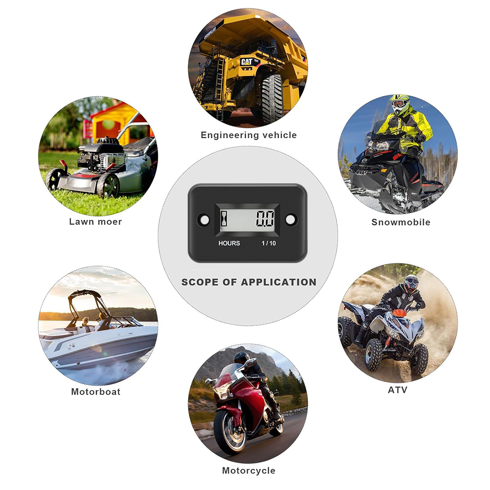 Kebidumei waterpoof motor digital medidor de hora display lcd motor a gás para motocicleta bicicleta cortador de grama motosserra atv snowmobile