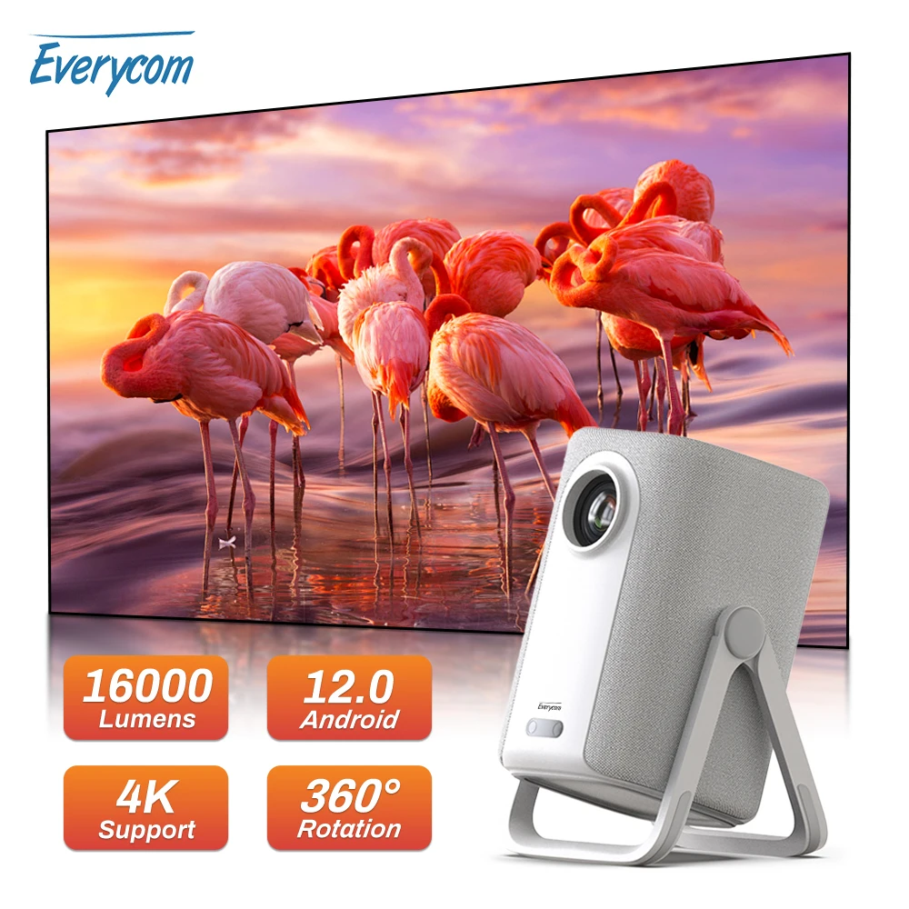 Everycom R16 Proyector Full HD 1080P 4K Smart Bluetooth WiFi 6 Android 12 16000 lúmenes Enfoque automático Proyectores de cine en casa