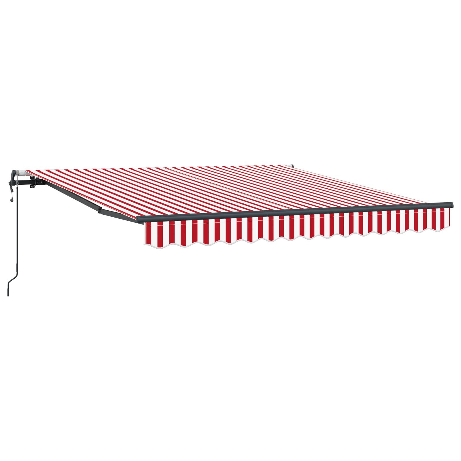 Auvent rétractable rouge et blanc Solution d'ombrage extérieur en tissu 350 x 250 cm