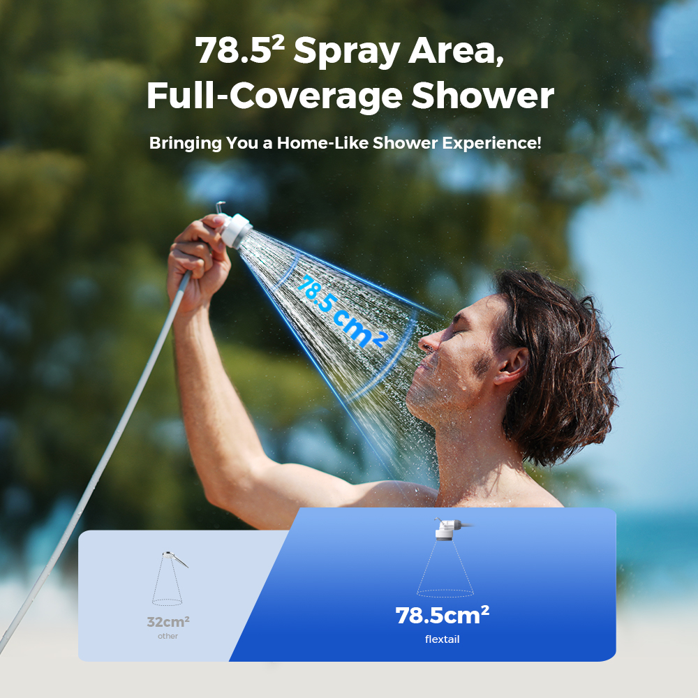 FLEXTAIL TINY SHOWER - Ducha para acampar al aire libre Bomba de ducha eléctrica portátil IPX7 impermeable para limpieza al aire libre y del hogar