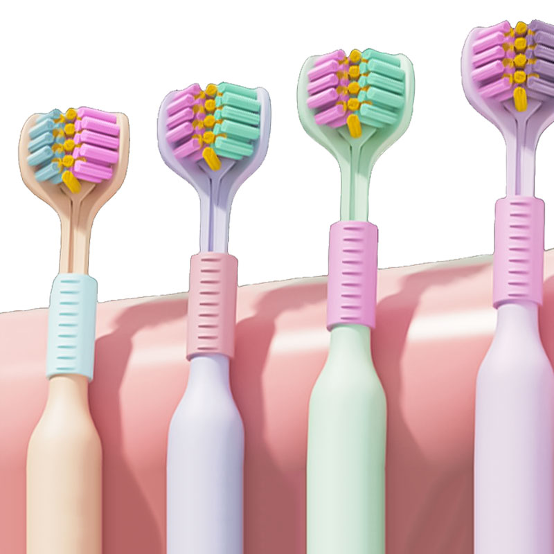 Kinder 3D Soft Hair Mundsichere Reinigung Babyzahnbürsten Erwachsene 360° °   Dreiköpfige U-förmige Zahnbürste, Mundpflegeprodukte für Babys