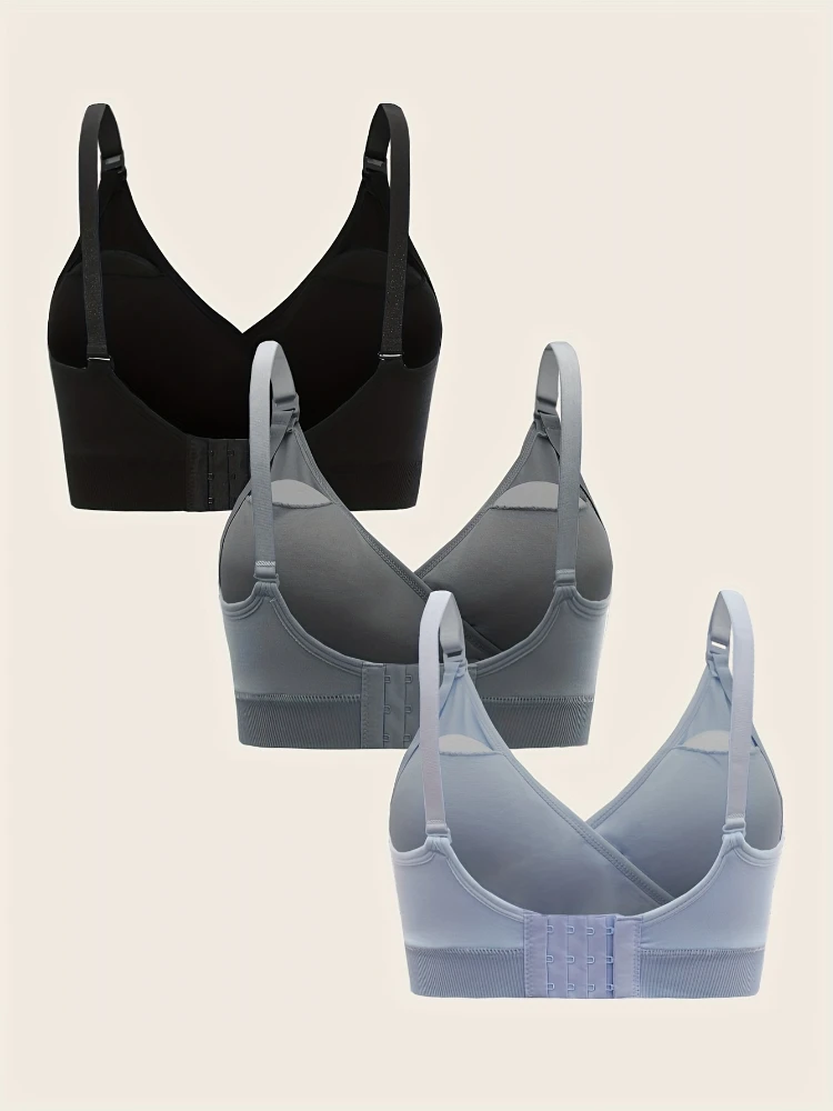 Frente respirável aberto enfermagem sutiã, cueca maternidade, sutiã gravidez, copo cheio, confortável, sem fio, 3 pcs conjunto