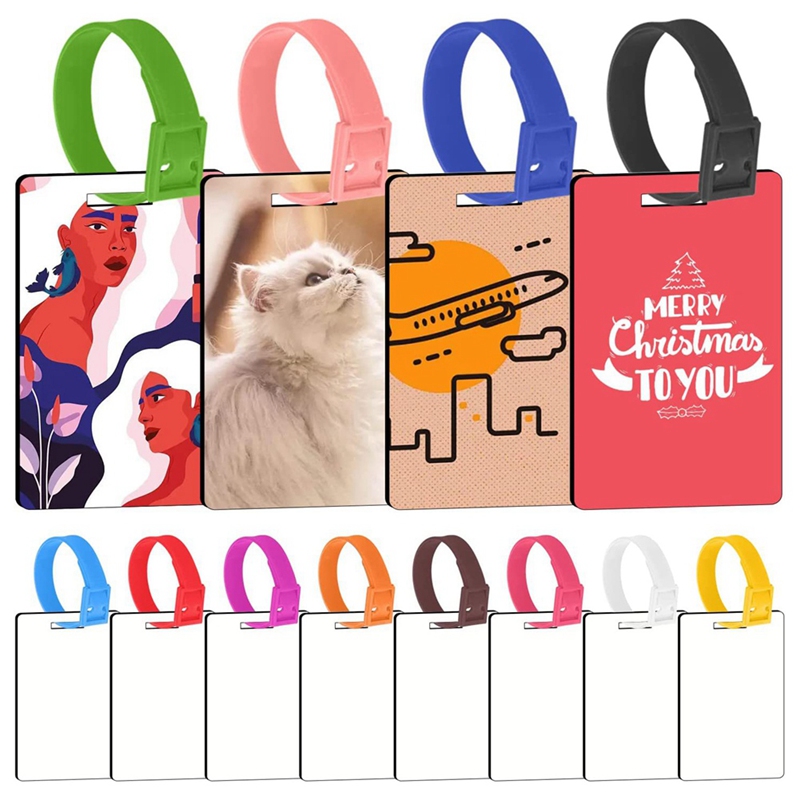 Etiquetas de bagagem em branco para sublimação, 12 peças, branco, bolsa de viagem, etiquetas de bagagem com alças, identificadores de dupla face