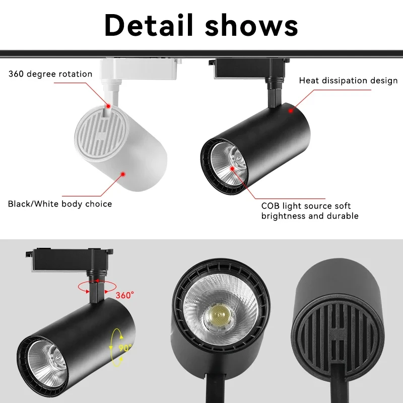 110v 220v Set LED Track Light COB Track Lamp Spot Lighting 12/20/30/40W Ceil Spotlight Rail For Home Store Decor Indoor Fixture