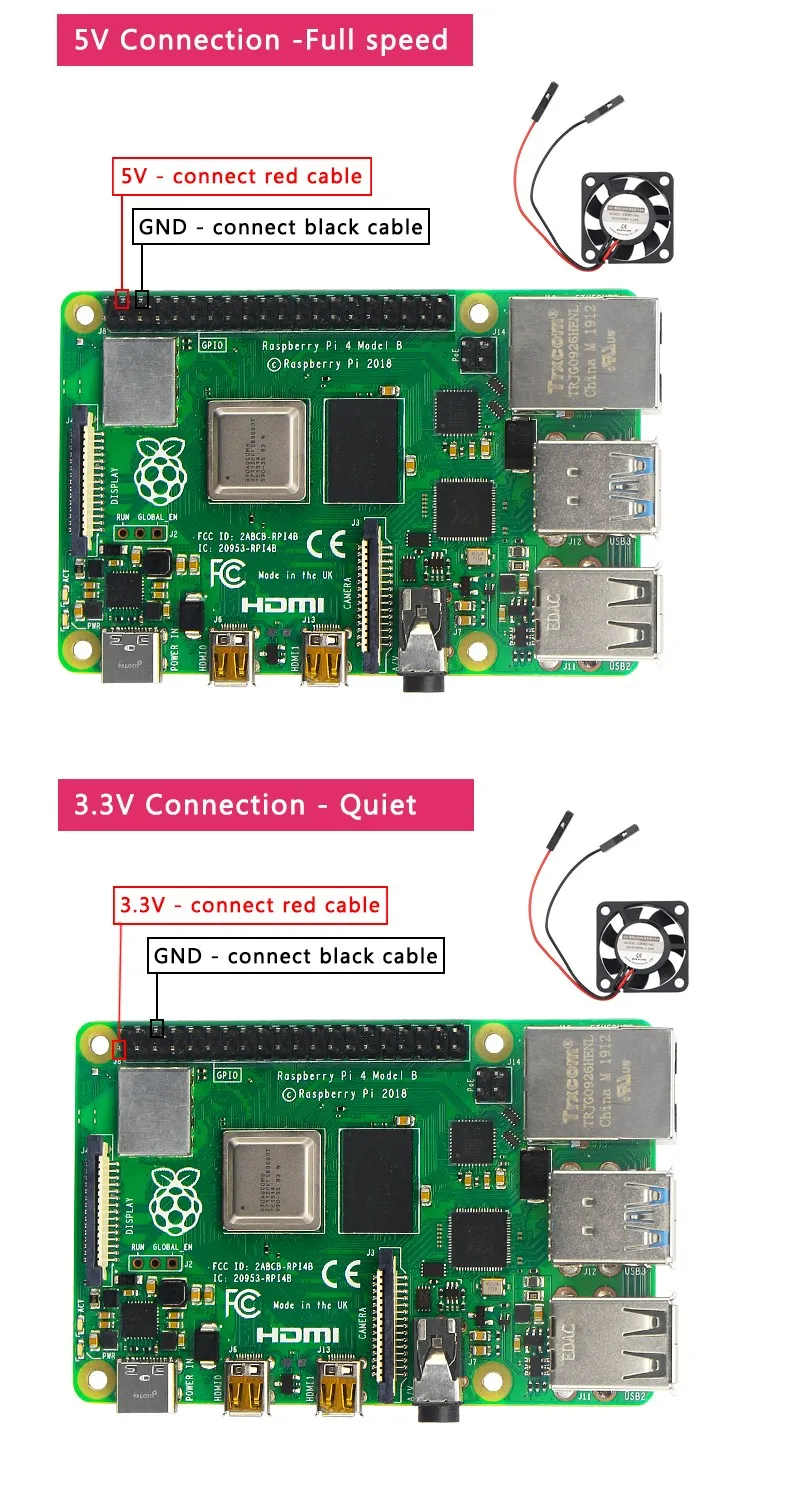 Вентилятор охлаждения Raspberry Pi для процессора, регулируемый 3,3 В 5 В для Raspbery Pi 4B/3B +/3B для Orange Pi для ретрофлага NESPi чехол +