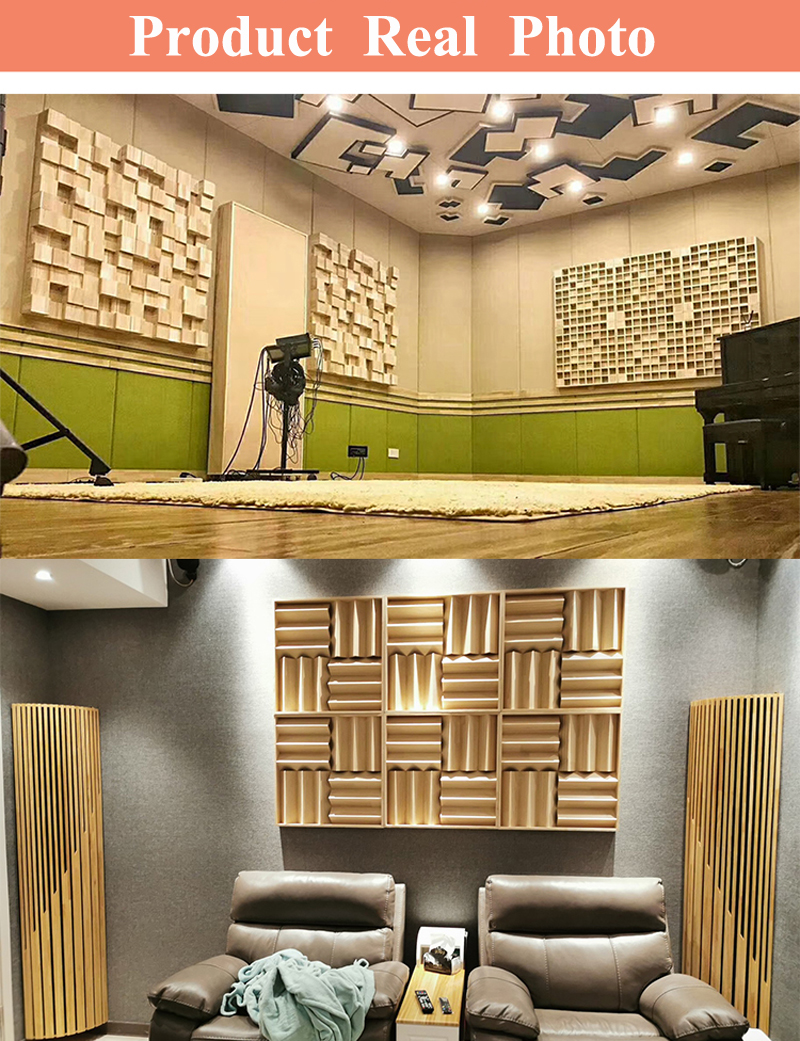 Panneau mural acoustique en bois triangulaire insonorisant, grande taille 120x60x7cm pour Home cinéma/Studio Diffusion sonore