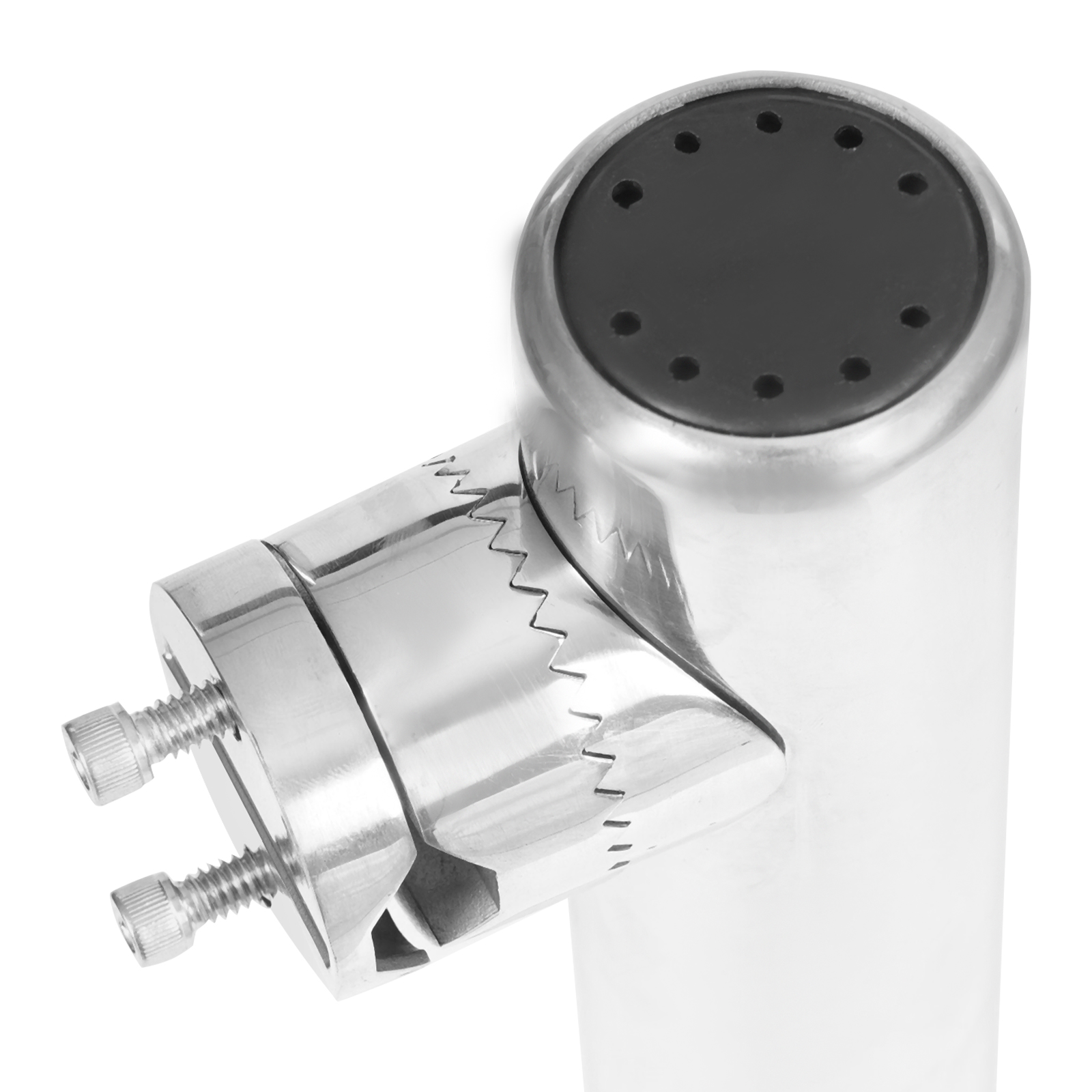 2 Stück Edelstahl-Angelrutenhalter für Fischerboote. Für Schienen von 19 mm (3/4 ") bis 25 mm (1") Durchmesser.