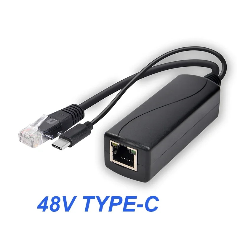POE-splittervoeding voor Huawei, Hikvision, Bobcat, Raspberry Pi, Micro USB, Tpye-C BarrelJack, 48V tot 5V, 12V