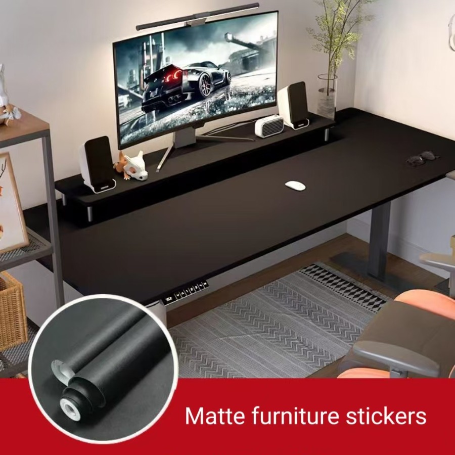 Matte Black Waterproof Thick Vinyl Self Adhesive Wallpaper Muebles Renovation Oil Proof Kitchen Cabinets Armoire PVC Stickers