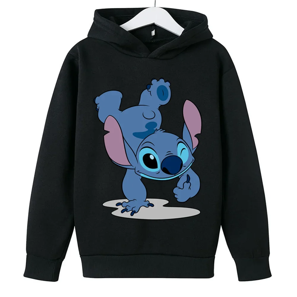 Kawaii Lilo Stitch 까마귀 아동복 소녀 의류 패션 아기 소년 의류 가을 따뜻한 스티치 운동복 아동상의