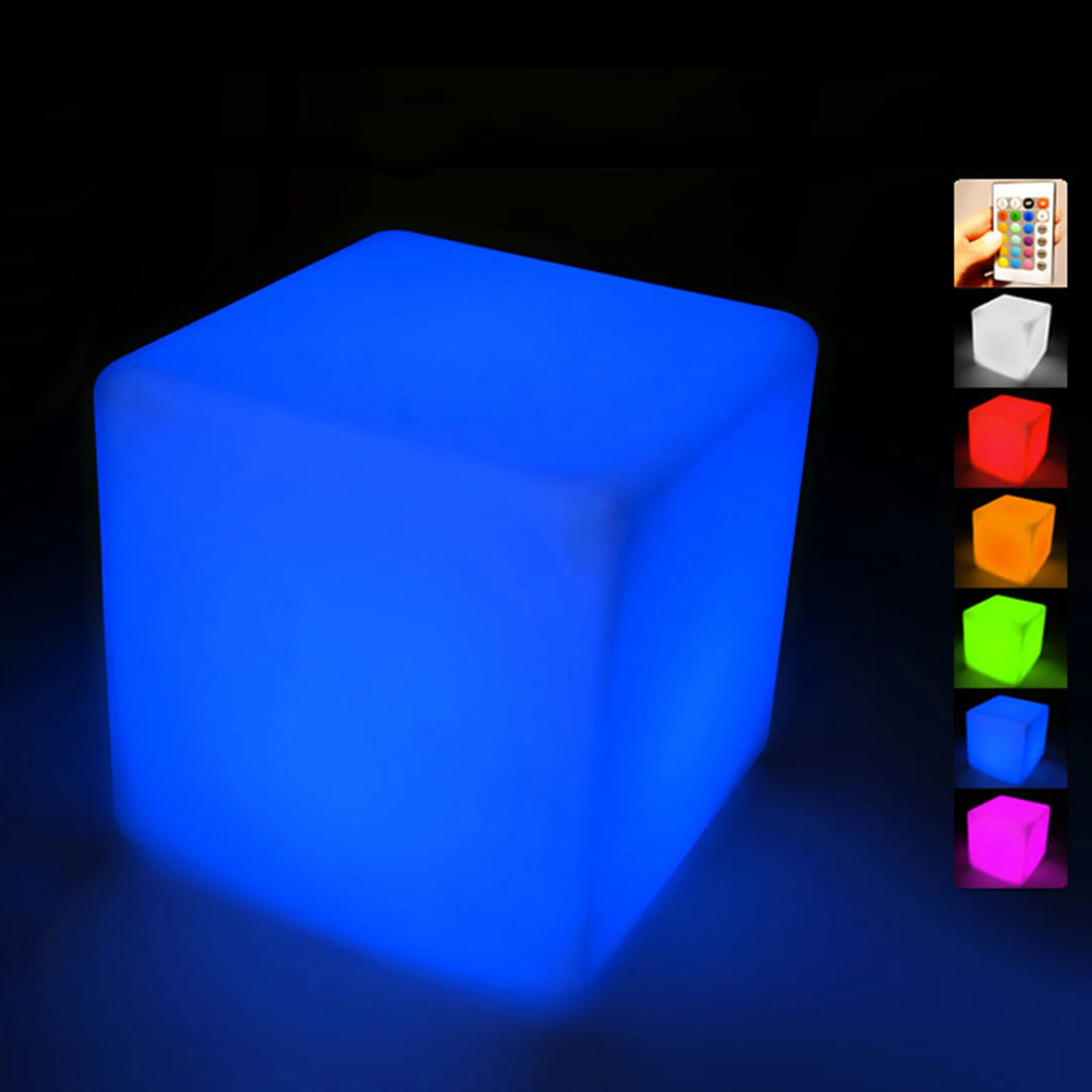 Stołek kwadratowy LED Rnergy Saving Luminous Cube z pilotem na podczerwień 16-kolorowe tryby błysku Stołek barowy