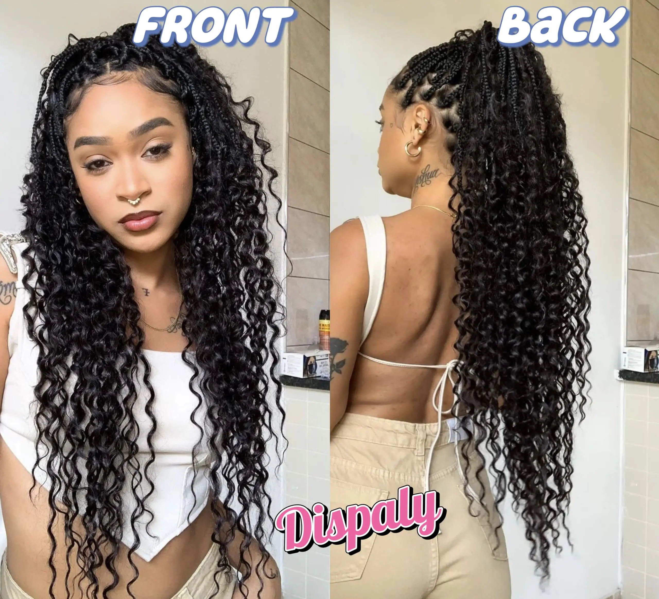 การถักเปียผมเป็นกลุ่ม Water Wave กลุ่มผมมนุษย์ 18 นิ้ว Boho braids สําหรับกล่องไม่มีปมหรือคลื่นหลวมหยิก